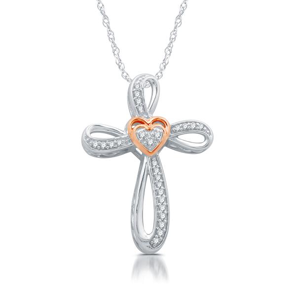 Diamond Classics(tm) 1/10ctw. Diamond Heart Cross Pendant