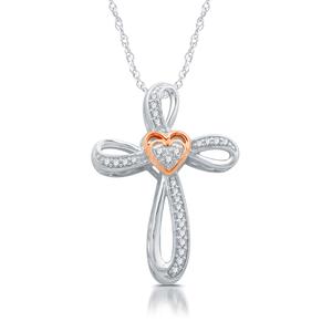 Diamond Classics(tm) 1/10ctw. Diamond Heart Cross Pendant