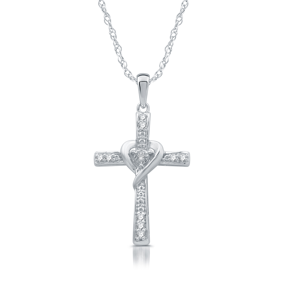 Diamond Classics(tm) 1/10 Ctw. Diamond Silver Cross Pendant