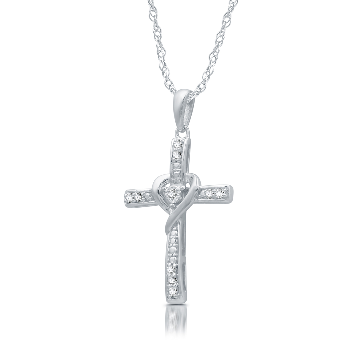 Diamond Classics(tm) 1/10 Ctw. Diamond Silver Cross Pendant