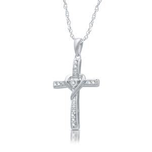 Diamond Classics(tm) 1/10 ctw. Diamond Silver Cross Pendant alternate view