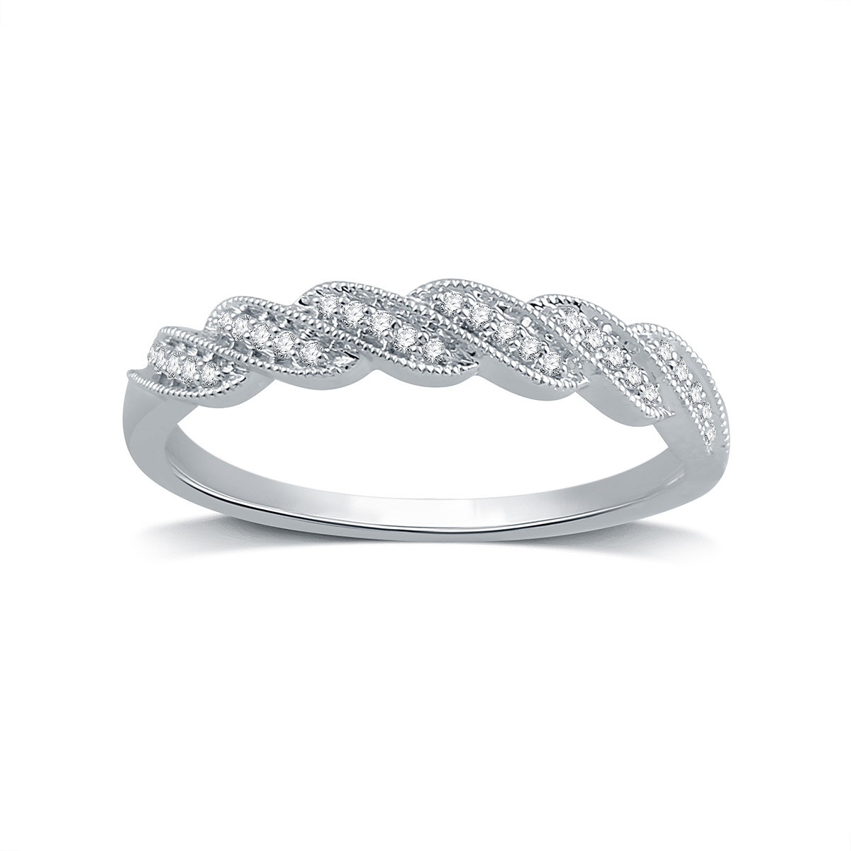 Endless Affection(tm) 1/10ctw. Diamond Sterling Silver Braid Ring