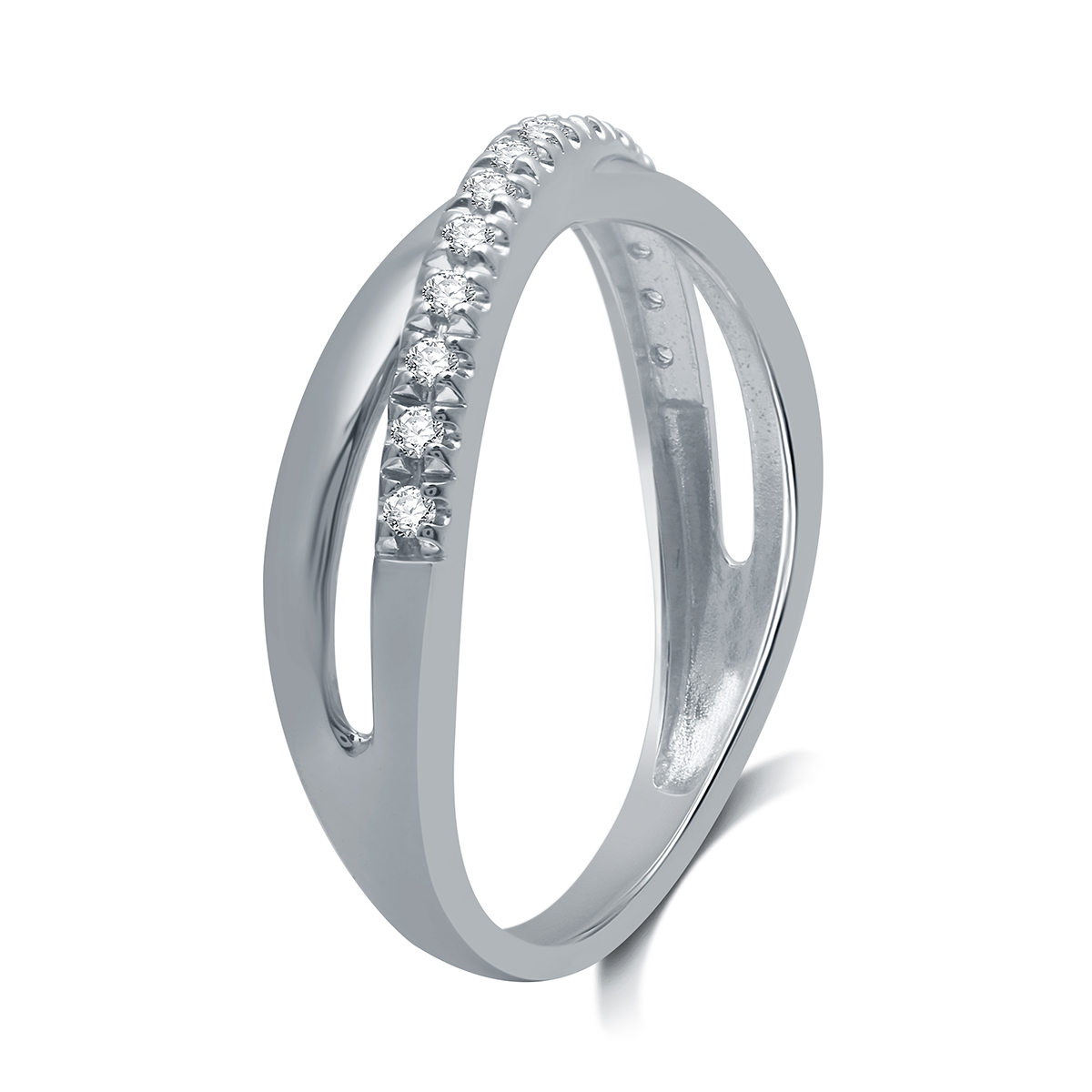 Endless Affection(tm) 1/10ctw. Diamond Sterling Silver Overlap Band