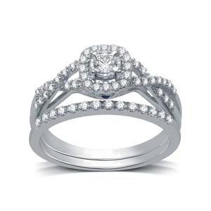 Loveblooms(tm) Sterling Silver 3/8ctw. Diamond Bridal Set