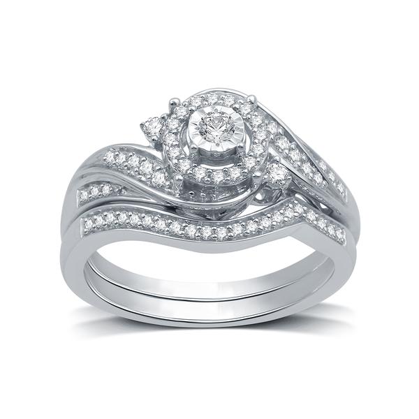 Loveblooms(tm) Sterling Silver 1/3ctw. Diamond Bridal Set