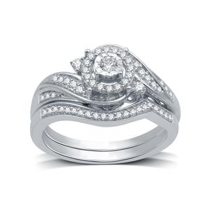 Loveblooms(tm) Sterling Silver 1/3ctw. Diamond Bridal Set