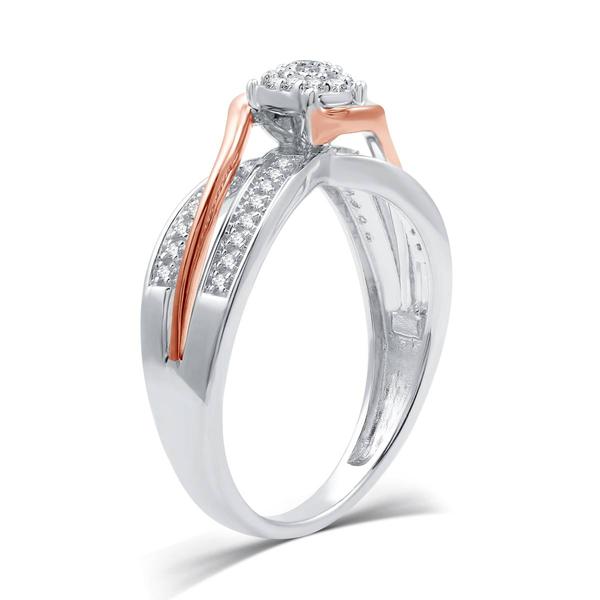 Loveblooms(tm) Two-Tone 1/4ctw. Diamond Halo Bypass Bridal Set alternate view