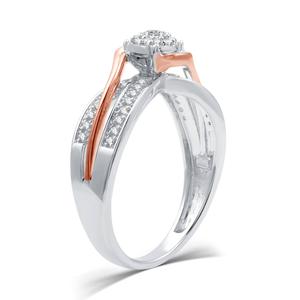 Loveblooms(tm) Two-Tone 1/4ctw. Diamond Halo Bypass Bridal Set alternate view