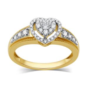 Loveblooms(tm) Gold 3/8ctw. Diamond Heart Halo Cluster Ring
