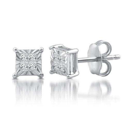 Diamond Classics(tm) Sterling Silver 1/10ctw. Stud Earrings