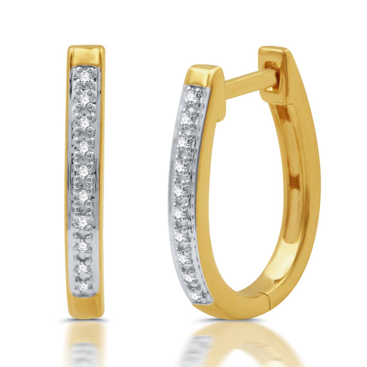 Diamond Classics(tm) Two Tone 1/10ctw. Hoop & Stud Earrings Set