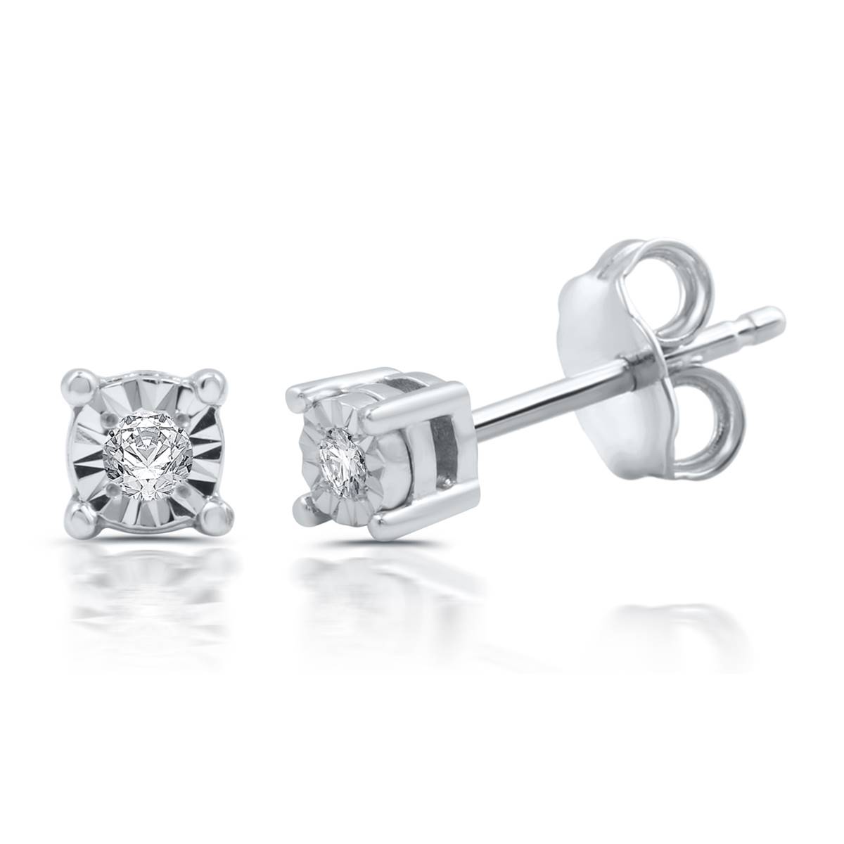 Diamond Classics(tm) Two Tone 1/10ctw. Hoop & Stud Earrings Set