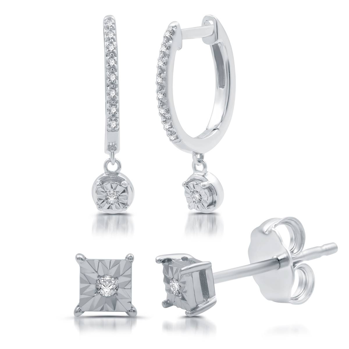 Diamond Classics(tm) 1/10ctw. Diamond 2pc. Hoop & Stud Earrings Set