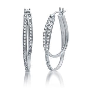 Diamond Classics(tm) Sterling Silver 1/10ctw. Diamond Hoops