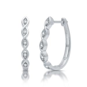 Diamond Classics(tm) Sterling Silver 1/10ctw. Hoop Earrings alternate view