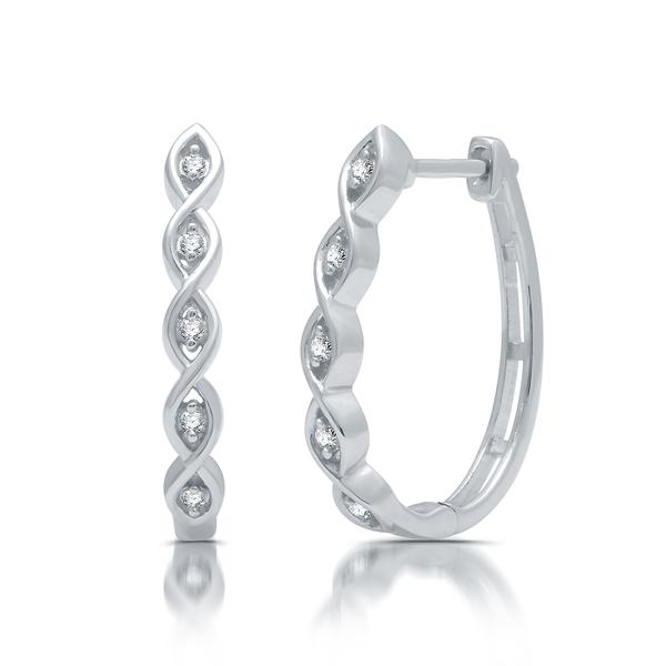 Diamond Classics(tm) Sterling Silver 1/10ctw. Hoop Earrings alternate view