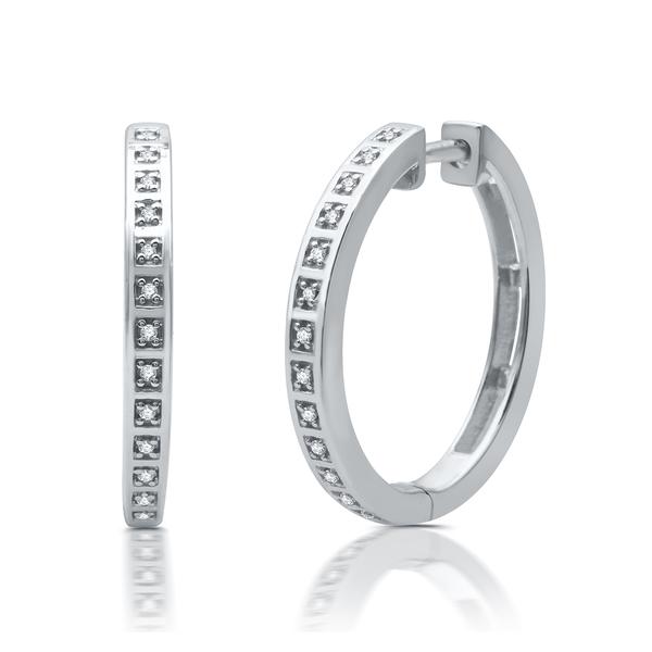 Diamond Classics(tm) 1/10ctw. Sterling Silver Hoop Earrings