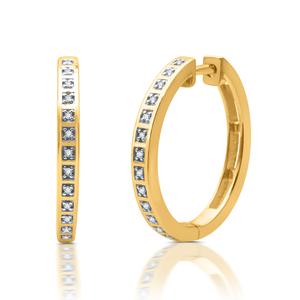 Diamond Classics(tm)1/10ctw.Diamond Gold Plated Silver Hoop Earrings