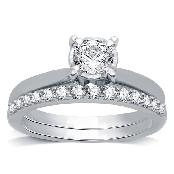 Nova Star(R) Sterling Silver 1ctw. Lab Grown Diamond Bridal Set