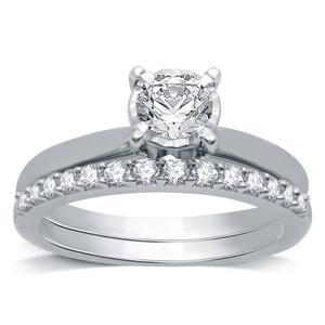 Nova Star(R) Sterling Silver 1ctw. Lab Grown Diamond Bridal Set