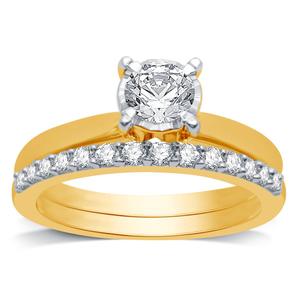 Nova Star(R) Yellow Gold 1ctw. Lab Grown Diamond Bridal Set