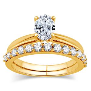 Nova Star(R) Yellow Gold 1ctw. Lab Grown Diamond Oval Bridal Set