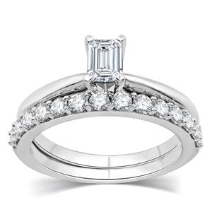 Nova Star(R) 1ctw. Lab Grown Diamond Emerald Bridal Set