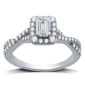 Nova Star(R) Lab Grown Diamond Emerald & Round-Cut Engagement Ring