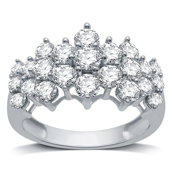 Nova Star(R) Sterling Silver 2ctw. Lab Grown Diamond Cluster Ring