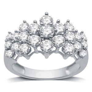 Nova Star(R) Sterling Silver 2ctw. Lab Grown Diamond Cluster Ring