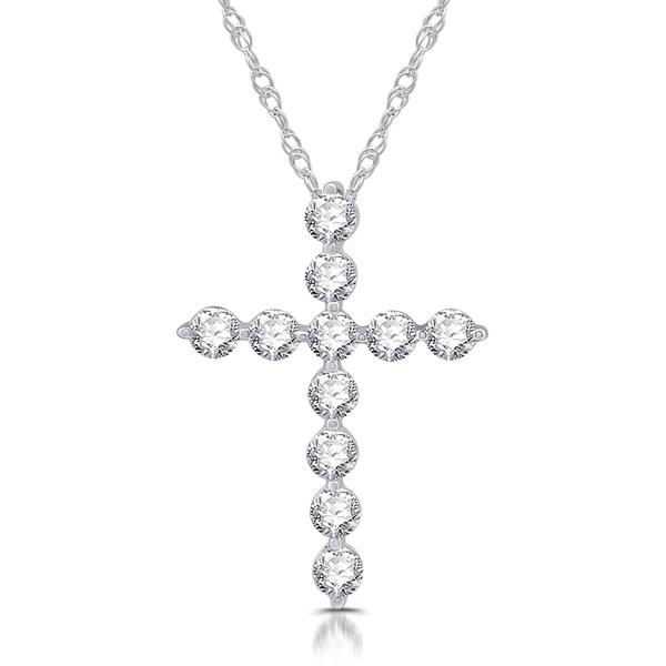 Nova Star(R) 1ctw. Lab Grown Diamond Cross 14kt. White Gold Pendant