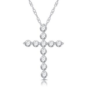 Nova Star(R) 1ctw. Lab Grown Diamond Cross 14kt. White Gold Pendant