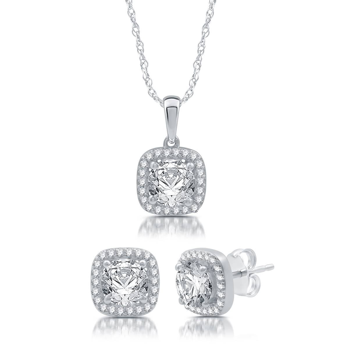 Loveblooms(tm) Lab-Created White Sapphire Pendant and Earrings Set