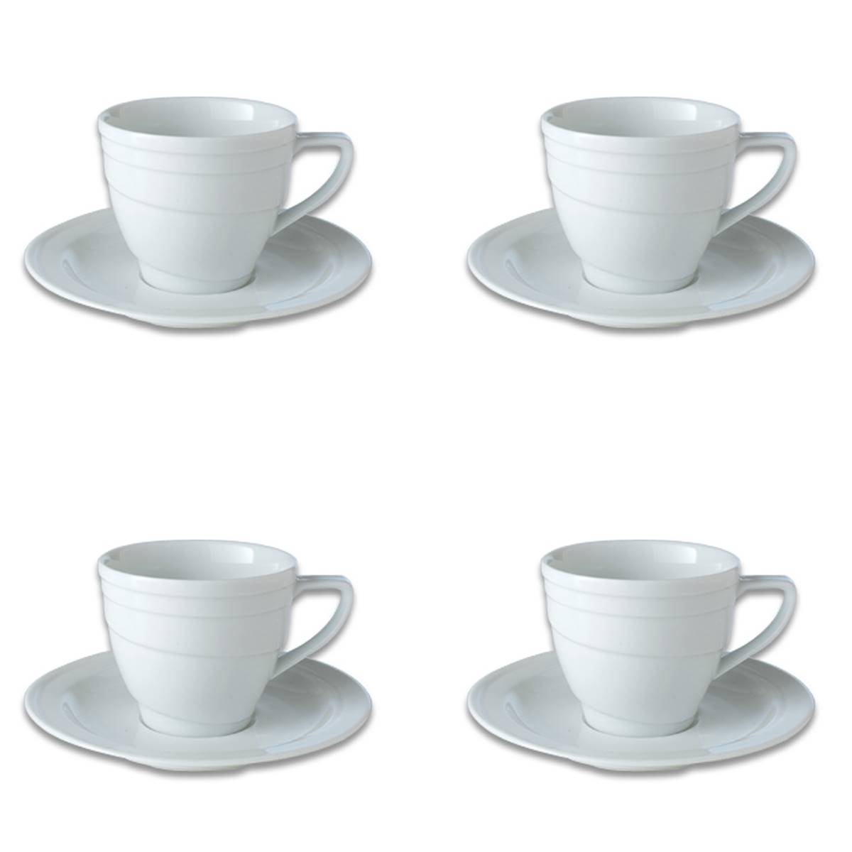BergHOFF Essentials Hotel Teacup And Saucer Set Of 4