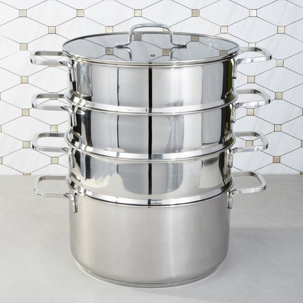 BergHOFF Helix 5pc. Stainless Steel Steamer Set w/ Glass Lids alternate view