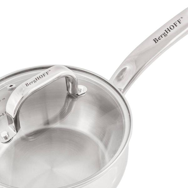 BergHOFF Belly Shape Stainless Steel 6.25in Saucepan w/ Glass Lid alternate view