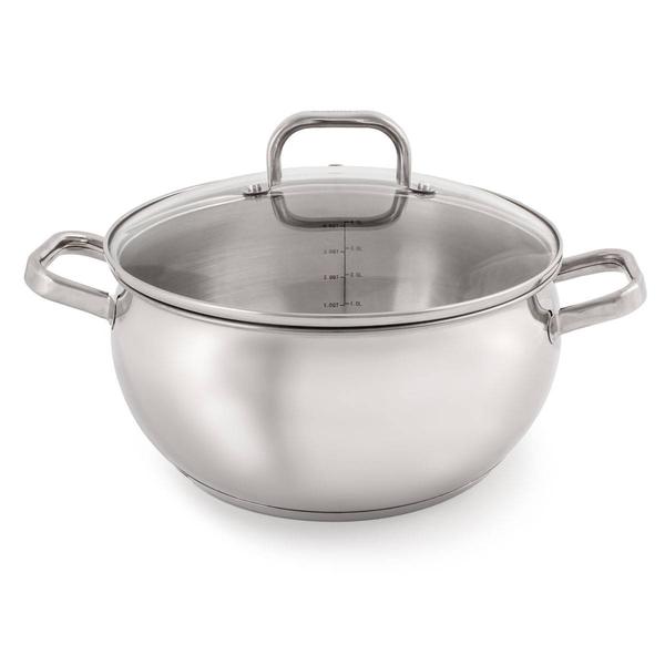 BergHOFF Belly Shape 18/10 Stainless Steel Stockpot w/ Glass Lid
