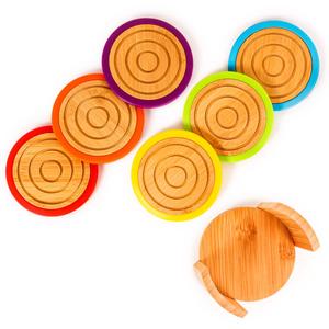 BergHOFF 7pc. Bamboo Colored Rim Round Coasters Set alternate view