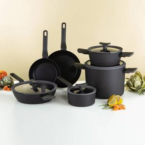 BergHOFF Leo 10pc. Non-Stick Ceramic Cookware Set with Glass Lid