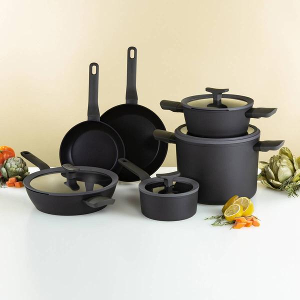 BergHOFF Leo 10pc. Non-Stick Ceramic Cookware Set with Glass Lid