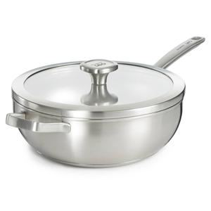 BergHOFF Leo Graphite Stainless Steel 11in. Wok Pan w/ Glass Lid