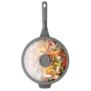 BergHOFF Leo Stone+ Nonstick Ceramic 4.6qt. Wok Pan w/ Glass Lid alternate view