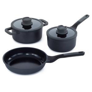 BergHOFF Leo Stone+ 5pc. Nonstick Ceramic Cookware w/Glass Lid