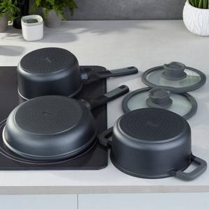 BergHOFF Leo Stone+ 5pc. Nonstick Ceramic Cookware w/Glass Lid alternate view