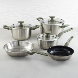 BergHOFF Bolt 8pc. Stainless Steel Cookware Set with Glass Lids