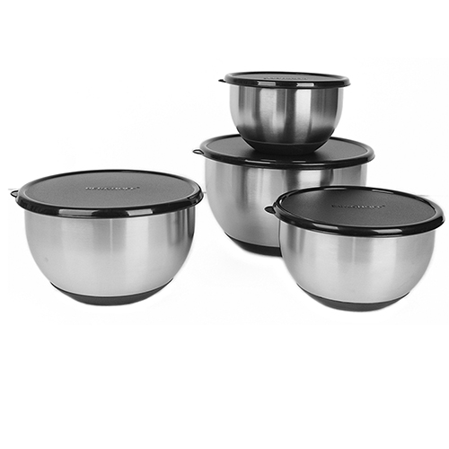 BergHOFF Essentials 8pc. Mixing Bowl Set With Black Lids