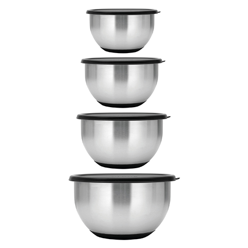 BergHOFF Essentials 8pc. Mixing Bowl Set With Black Lids