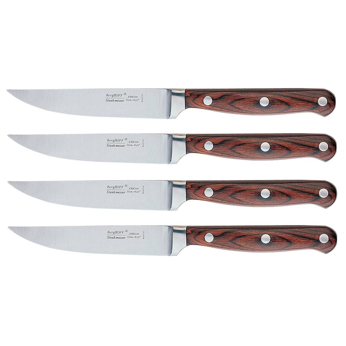 BergHOFF Pakka Wood 4pc. Stainless Steel Steak Knife Set
