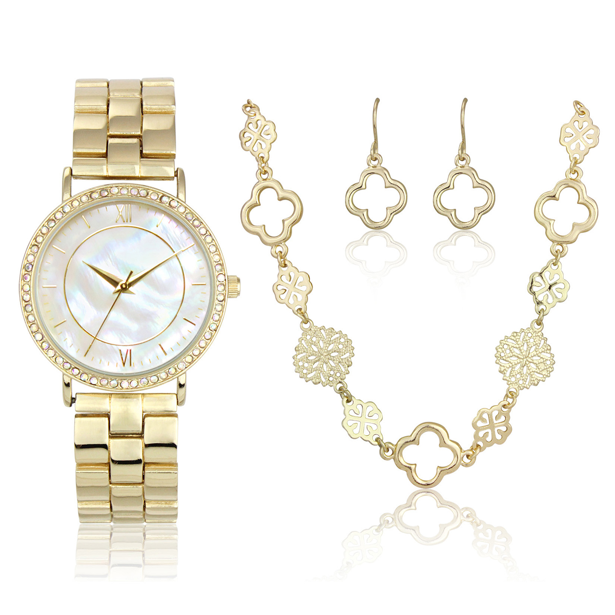 Womens Daisy Fuentes Watch Necklace & Earring Set - DF162GD