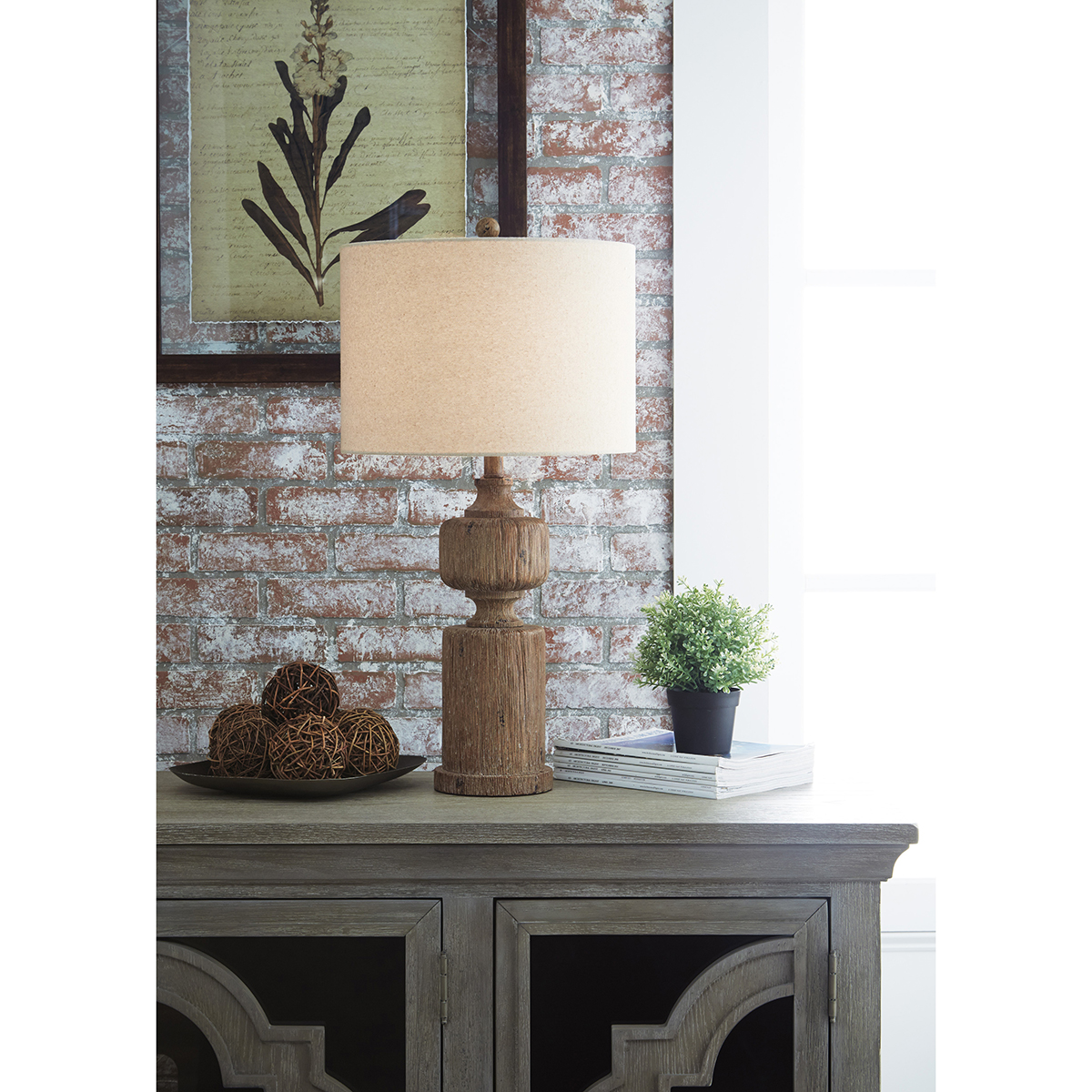 Signature Design By Ashley Wood Poly Table Lamp